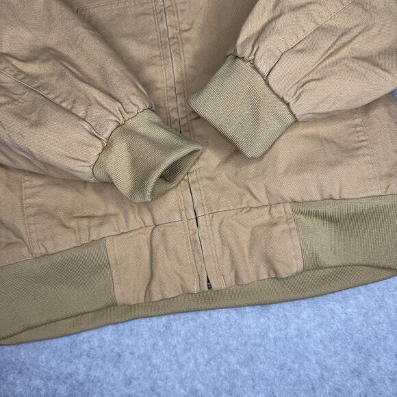 Old Navy Cargo Jacket Boys 12 Beige Cotton Quilted Canvas Hooded Bomber Farm - Picture 9 of 9